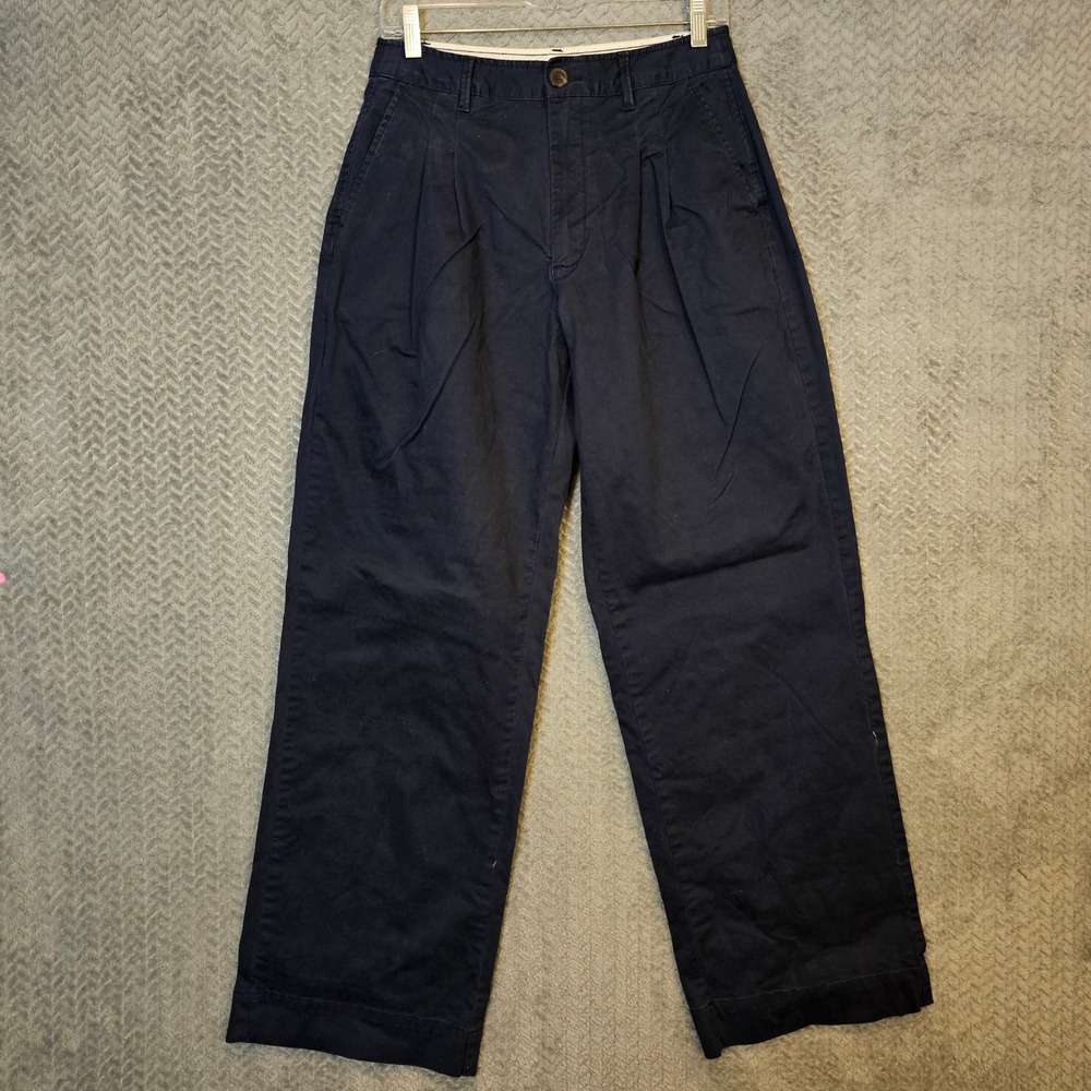 Free Assembly Womens Navy Blue Pleated Wide Leg Trousers High Rise Size 6